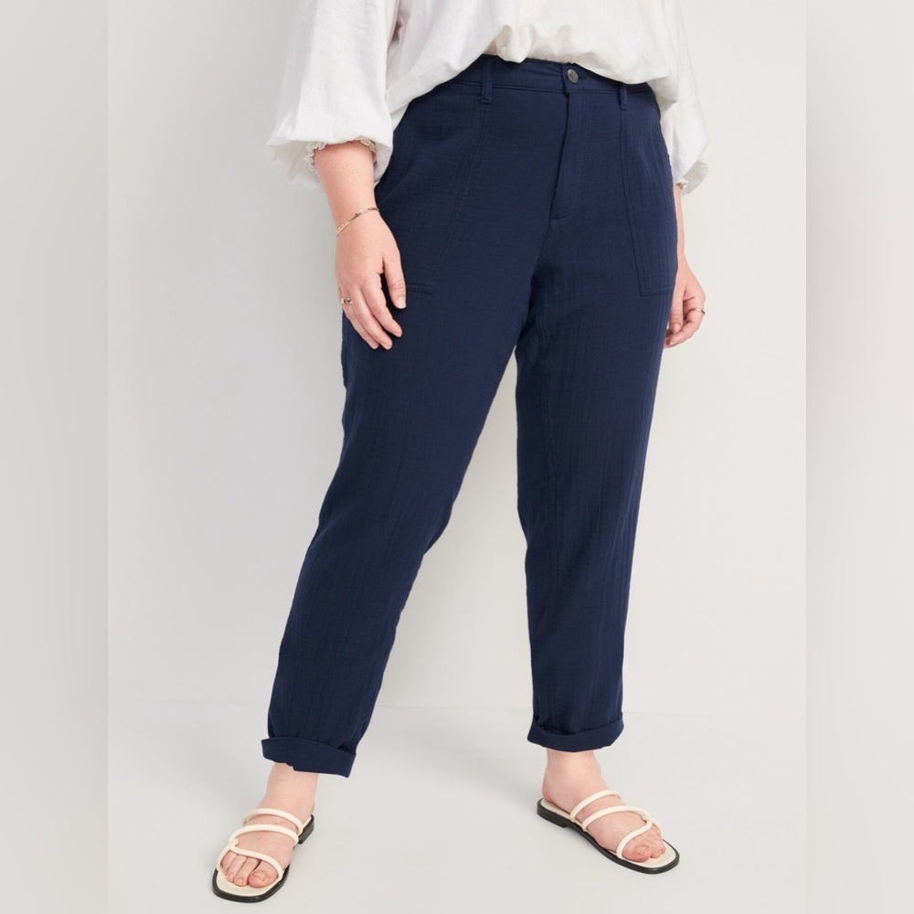 Old Navy, high waisted, slouchy cropped tapered pant work  plus size 28 NWT navy